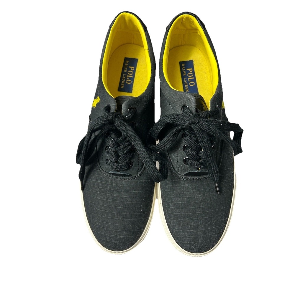 Polo Ralph Lauren Vaughn Men's 10D Black Yellow Ripstop Sneakers Preppy Gorpcore